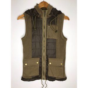 Eddie Bauer Women's Small Green Sweater Vest Military Army Style Full Zip